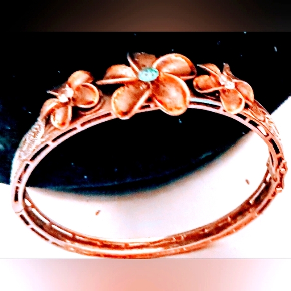 Vintage Flower Design Pattern Sterling Silver 9.25 Bangle Size 7 inch Bracelet. - Picture 10 of 11